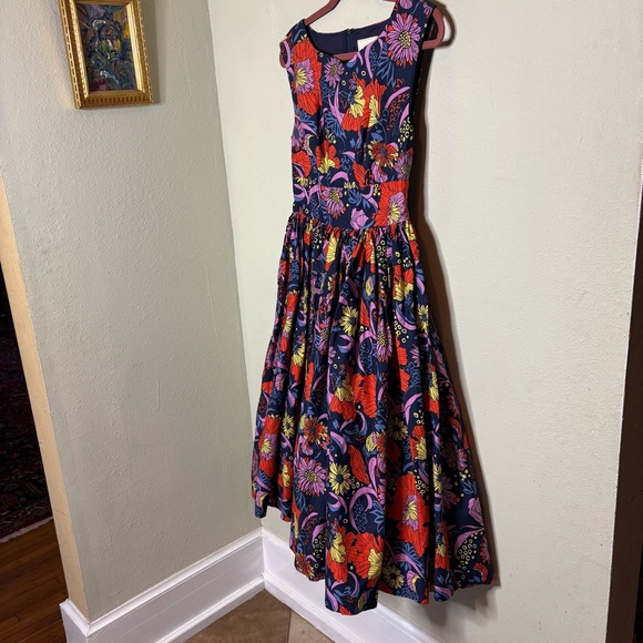 Modcloth Floral Sleeveless Midi Swing Dress Size Small - Picture 2 of 8